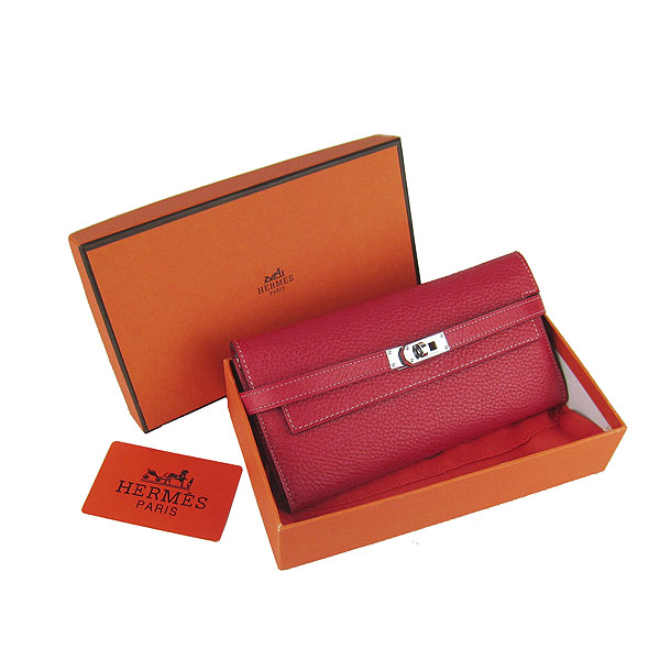 High Quality Hermes Kelly Long Clutch Bag Red H009 Replica - Click Image to Close